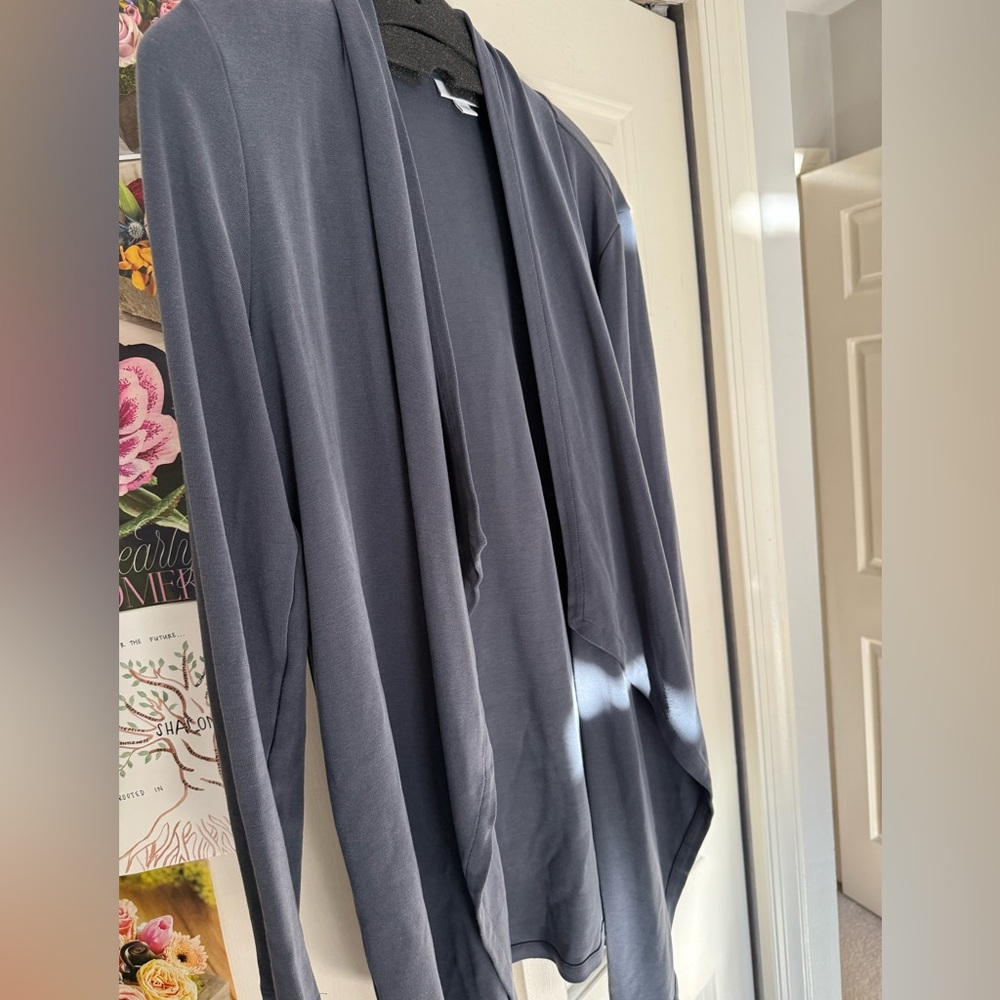 Blue slate Gray Open Front Tencel Cardigan